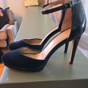 Elegant Dark Navy Ankle Strap Heels